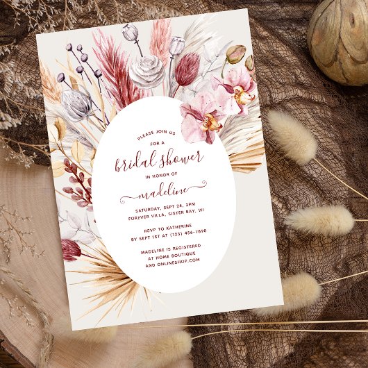 Boho Pampas Grass Floral Modern Vrijgezellenfeest Kaart