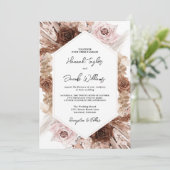 Boho Pampas Grass Floral QR Code RSVP Weddenschap Kaart (Staand voorkant)