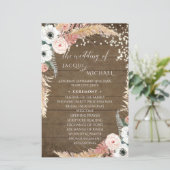 Boho Pampas Grass Floral Rustic Wedding Programme (Staand voorkant)