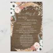 Boho Pampas Grass Floral Rustic Wedding Programme (Voorkant)