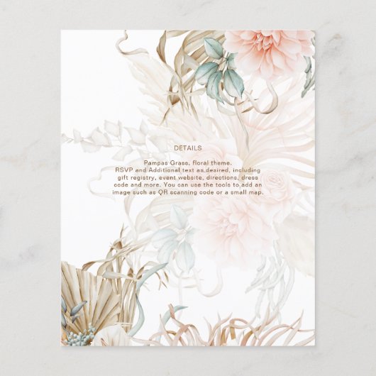 BOHO Pampas Grass Floral Sage Wedding Flyer (Achterkant)