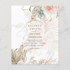 BOHO Pampas Grass Floral Sage Wedding Flyer