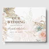 BOHO Pampas Grass Floral Sage Wedding Gastenboek (Voorkant)