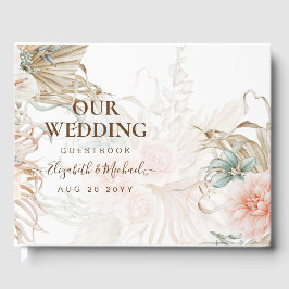 BOHO Pampas Grass Floral Sage Wedding Gastenboek