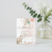 BOHO Pampas Grass Floral Sage Wedding Informatiekaartje (Staand voorkant)
