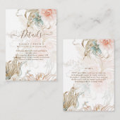 BOHO Pampas Grass Floral Sage Wedding Informatiekaartje (Voorkant / Achterkant)