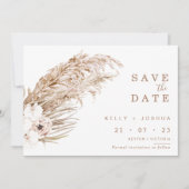Boho Pampas grass Floral Save the Date Card Kaart (Voorkant)