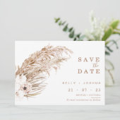 Boho Pampas grass Floral Save the Date Card Kaart (Staand voorkant)