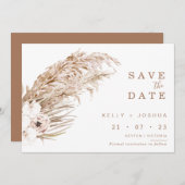 Boho Pampas grass Floral Save the Date Card Kaart (Voorkant / Achterkant)