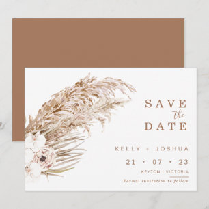 Boho Pampas grass Floral Save the Date Card Kaart