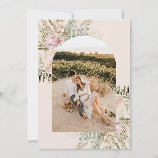 Boho Pampas Grass Floral Save The Date Kaart (Achterkant)