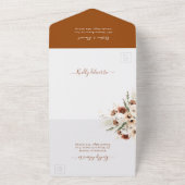 Boho Pampas Grass Floral Terracotta Autumn Wedding All In One Uitnodiging (Buitenkant)
