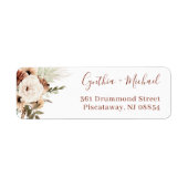 Boho Pampas Grass Floral Terracotta Earthy Adres Etiket (Voorkant)