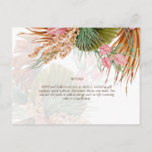 BOHO Pampas Grass Floral Tropical Wedding Briefkaa Briefkaart (Achterkant)