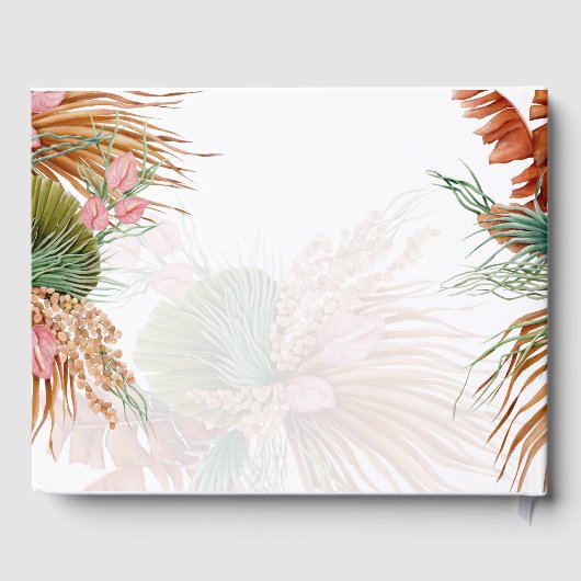 BOHO Pampas Grass Floral Tropical Wedding Guest Bo Gastenboek (Achterkant)