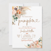 Boho Pampas Grass Floral Twin Pumpkin Baby shower Kaart (Voorkant)
