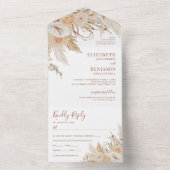 Boho Pampas Grass Floral Wedding All In One Uitnodiging (Binnen)
