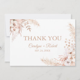 Boho Pampas Grass Floral Wedding Bedankkaart