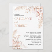 Boho Pampas Grass Floral Wedding Kaart (Voorkant)