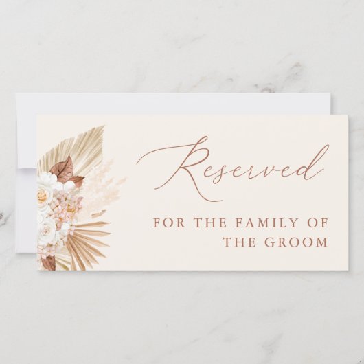 Boho Pampas Grass Floral Wedding Reserved Sign (Voorkant)