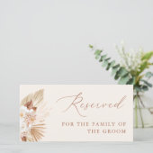 Boho Pampas Grass Floral Wedding Reserved Sign (Staand voorkant)