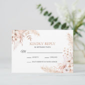 Boho Pampas Grass Floral Wedding RSVP-kaart RSVP Kaartje (Staand voorkant)