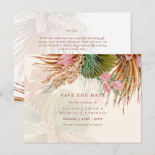 BOHO Pampas grass Floral Wedding Save the Date Pos Briefkaart
