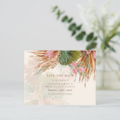 BOHO Pampas grass Floral Wedding Save the Date Pos Briefkaart (Staand voorkant)