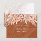 BOHO Pampas grass Floral Wedding Save the Date Pos Briefkaart (Voorkant / Achterkant)