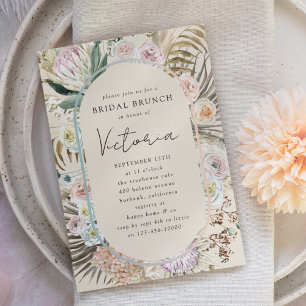 Boho Pampas Grass Florals Bridal Brunch Kaart