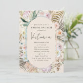 Boho Pampas Grass Florals Bridal Brunch Kaart (Staand voorkant)