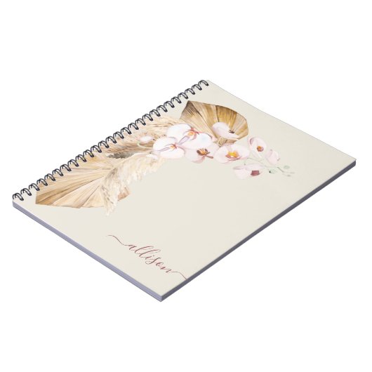 Boho Pampas Grass Flower Notitieboek (Linkerzijde)