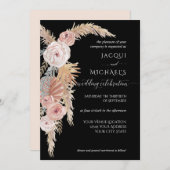 BOHO Pampas Grass Foliage Zwart Blush Bruin Bloeme Kaart (Voorkant / Achterkant)