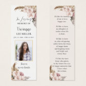 Boho Pampas Grass Foto Begrafenis Herdenking Bladw Mini Visitekaartjes (Voorkant /achterkant)