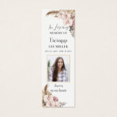 Boho Pampas Grass Foto Begrafenis Herdenking Bladw Mini Visitekaartjes (Voorkant)