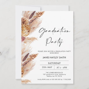 Boho Pampas Grass Foto GraduPartij Kaart