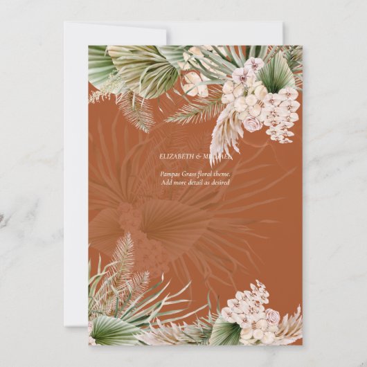 BOHO Pampas grass FOTO Terracotta Save the Date (Achterkant)