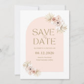Boho Pampas Grass Foto Wedding Save The Date (Voorkant)