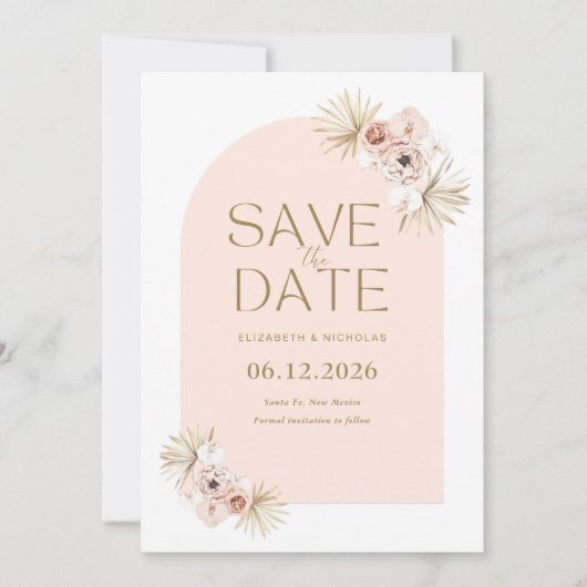 Boho Pampas Grass Foto Wedding Save The Date (Voorkant)