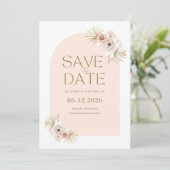 Boho Pampas Grass Foto Wedding Save The Date (Staand voorkant)