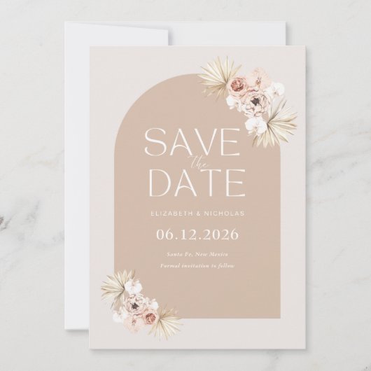 Boho Pampas Grass Foto Wedding Save the Date (Voorkant)