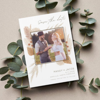 Boho Pampas Grass Foto Wedding Save the Date