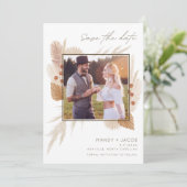 Boho Pampas Grass Foto Wedding Save the Date (Staand voorkant)