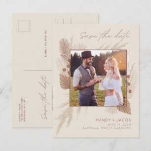 Boho Pampas Grass Foto Wedding Save the Date Aankondigingskaart