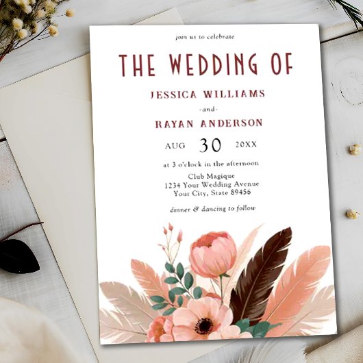 Boho Pampas Grass Fotoshoot Trouwen Kaart