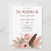 Boho Pampas Grass Fotoshoot Trouwen Kaart (Voorkant)