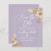 Boho Pampas Grass Gedempte Lavendel Bewaar de datu Save The Date (Voorkant / Achterkant)
