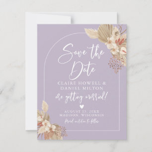 Boho Pampas Grass Gedempte Lavendel Bewaar de datu Save The Date