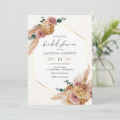 Boho Pampas Grass Gedroogd Boeket Vrijgezellenfees Kaart (Staand voorkant)