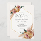 Boho Pampas Grass Gedroogd Boeket Vrijgezellenfees Kaart (Voorkant / Achterkant)